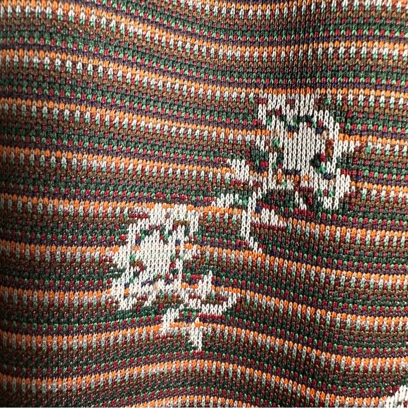 Vintage 70s Double Knit Polyester Flare Pants Floral Stripe Retro Disco Boho 16 - Picture 4 of 8